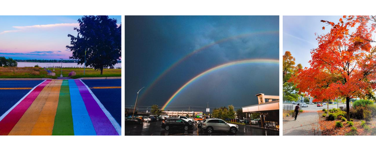 pride walk, rainbow in city, autumn walk. 